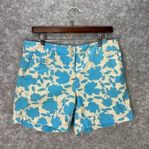 LOFT Shorts Womens 6 Blue Floral Print Chino Cotton Twill Casual Summer Beach